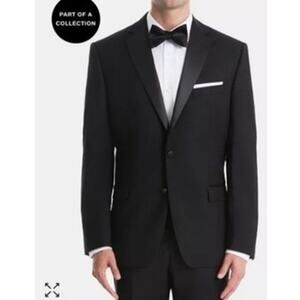Lauren Ralph Lauren Black Wool Tuxedo Suit 40L Jacket 34x34 pant satin lapel